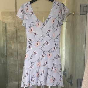 Floral V-Neck Ruffle Sleeve Dress